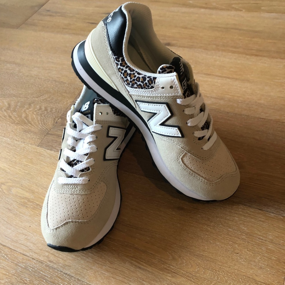 New Balance Women’s 574 Leopard Trim Athletic Shoes - Size 8.5